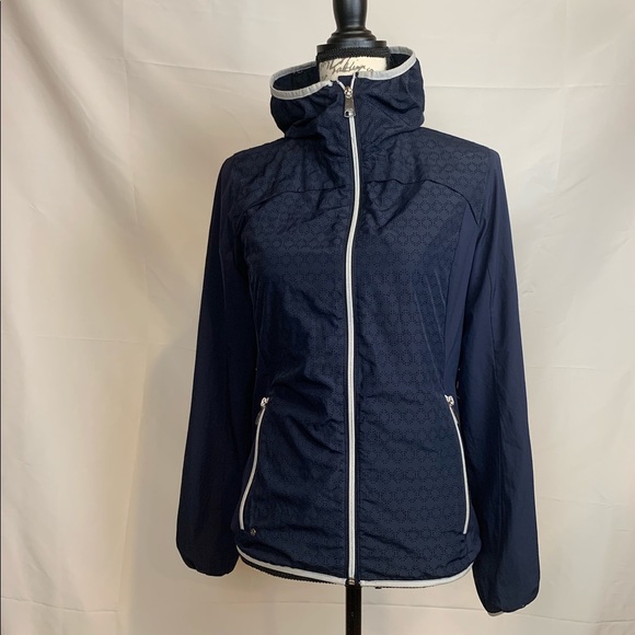 Luhta Navy Full Front Zip Hoodie Size 2 - Picture 3 of 14